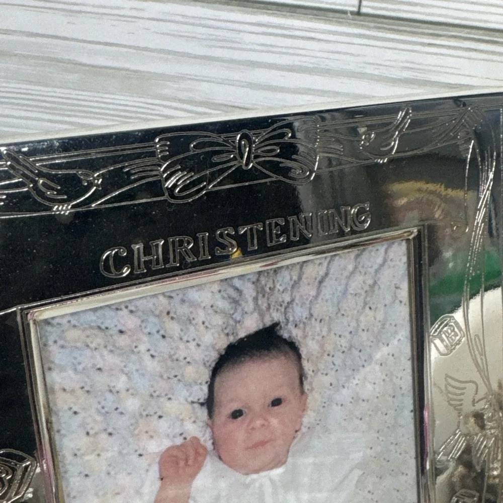 Things Remembered Baby Christening Silver Plate Frame Photo